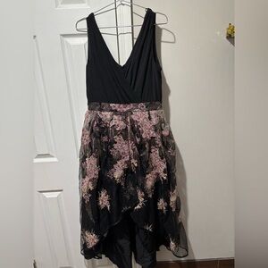 R&M Richards Black and Pink Floral Dress